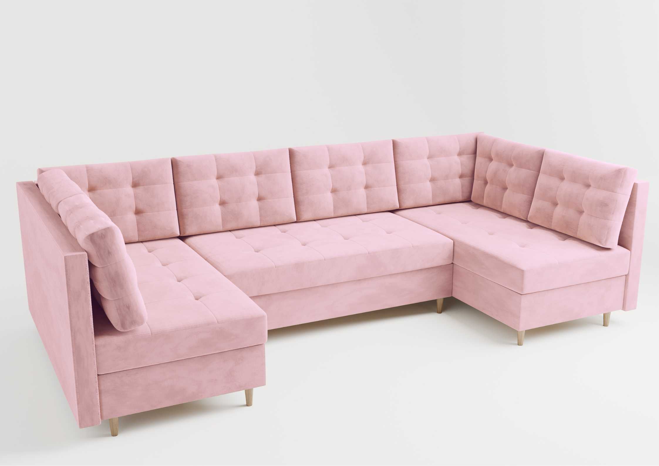 Narożnik w kształcie u pikowany różowy